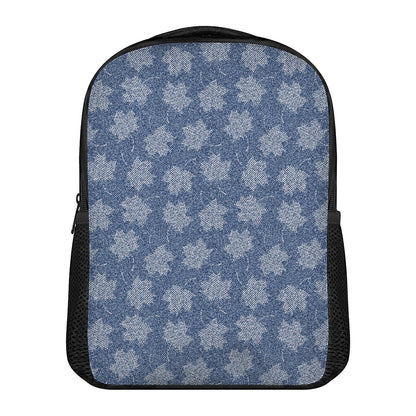 Maple Leaf Denim Jeans Pattern Print Casual Backpack