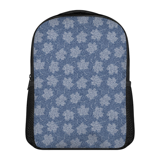 Maple Leaf Denim Jeans Pattern Print Casual Backpack