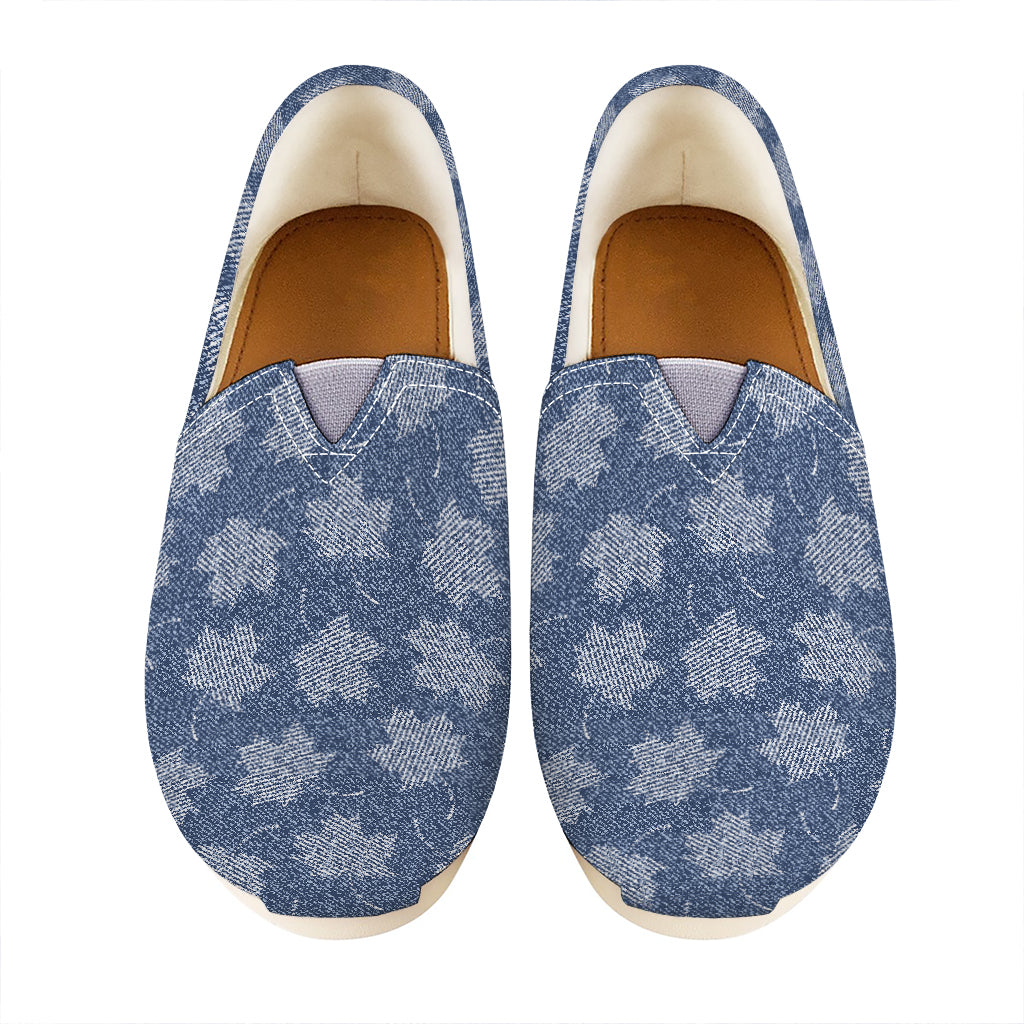 Maple Leaf Denim Jeans Pattern Print Casual Shoes