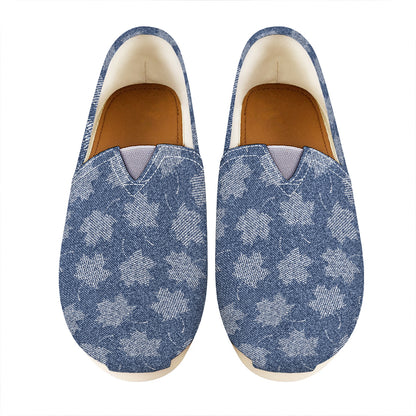 Maple Leaf Denim Jeans Pattern Print Casual Shoes