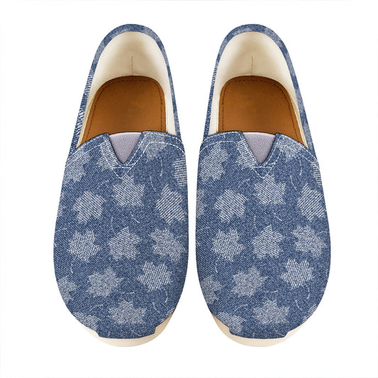 Maple Leaf Denim Jeans Pattern Print Casual Shoes