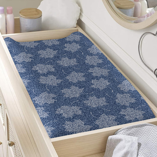 Maple Leaf Denim Jeans Pattern Print Changing Pad Cover