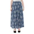 Maple Leaf Denim Jeans Pattern Print Chiffon Maxi Skirt