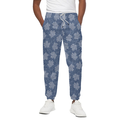 Maple Leaf Denim Jeans Pattern Print Cotton Pants