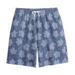 Maple Leaf Denim Jeans Pattern Print Cotton Shorts