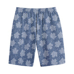 Maple Leaf Denim Jeans Pattern Print Cotton Shorts