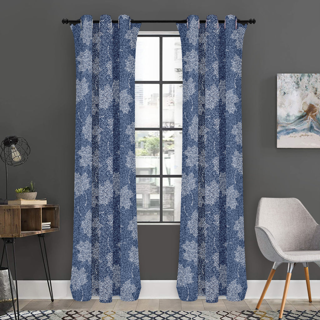 Maple Leaf Denim Jeans Pattern Print Curtain