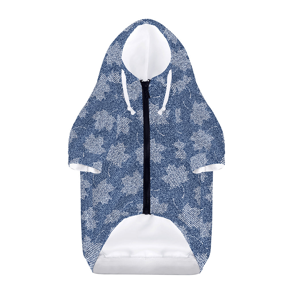 Maple Leaf Denim Jeans Pattern Print Dog Zip Up Hoodie