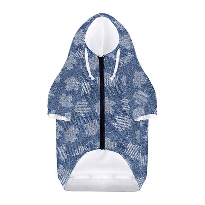 Maple Leaf Denim Jeans Pattern Print Dog Zip Up Hoodie