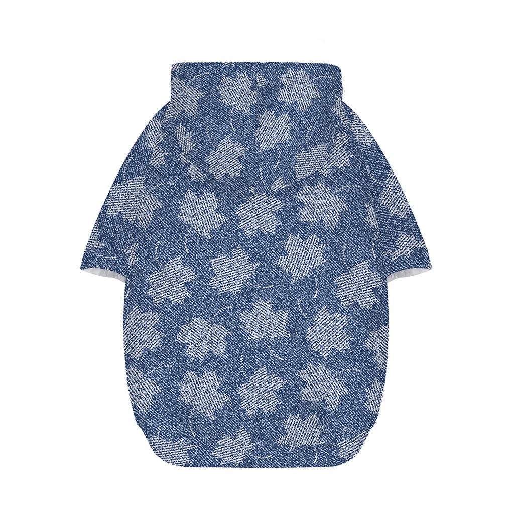 Maple Leaf Denim Jeans Pattern Print Dog Zip Up Hoodie