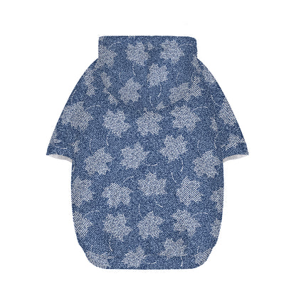 Maple Leaf Denim Jeans Pattern Print Dog Zip Up Hoodie