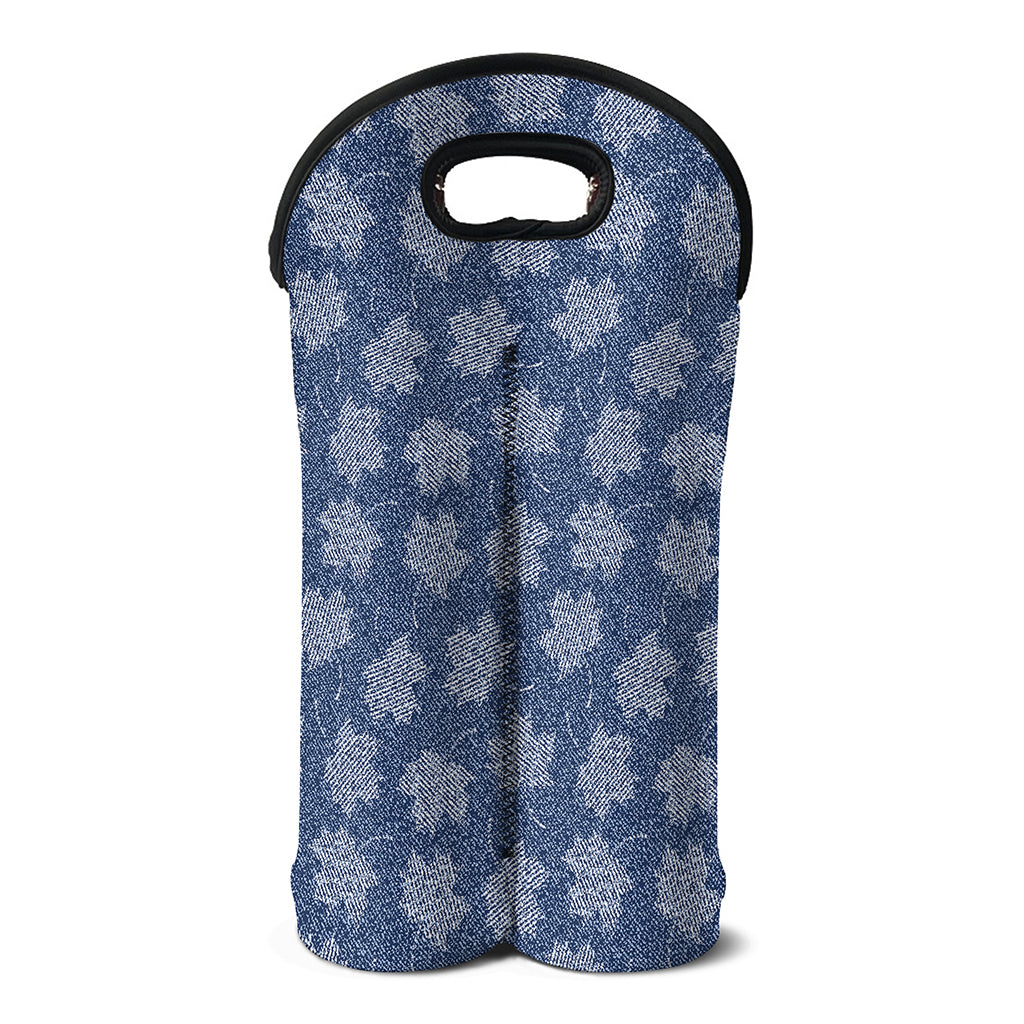 Maple Leaf Denim Jeans Pattern Print Double Neoprene Wine Tote