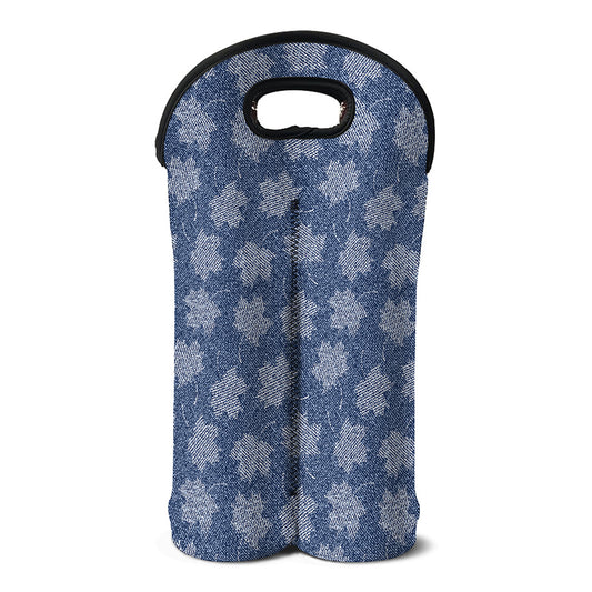 Maple Leaf Denim Jeans Pattern Print Double Neoprene Wine Tote