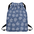 Maple Leaf Denim Jeans Pattern Print Drawstring Backpack