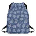 Maple Leaf Denim Jeans Pattern Print Drawstring Backpack