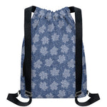 Maple Leaf Denim Jeans Pattern Print Drawstring Backpack