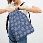 Maple Leaf Denim Jeans Pattern Print Drawstring Backpack