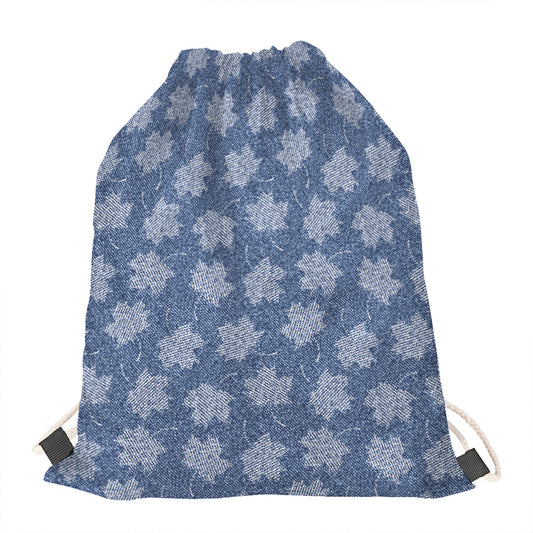 Maple Leaf Denim Jeans Pattern Print Drawstring Bag