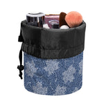 Maple Leaf Denim Jeans Pattern Print Drawstring Makeup Bag