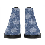 Maple Leaf Denim Jeans Pattern Print Flat Ankle Boots