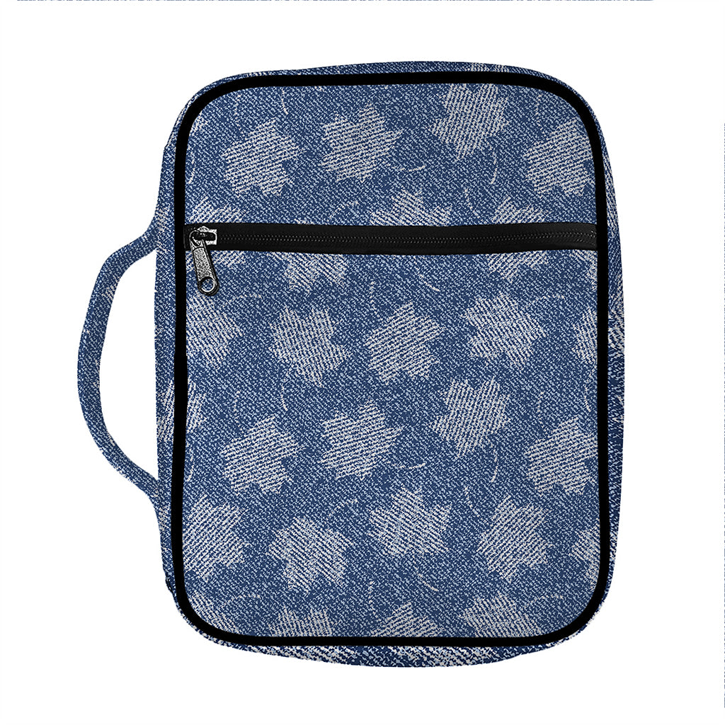 Maple Leaf Denim Jeans Pattern Print Front Pocket Bible Bag