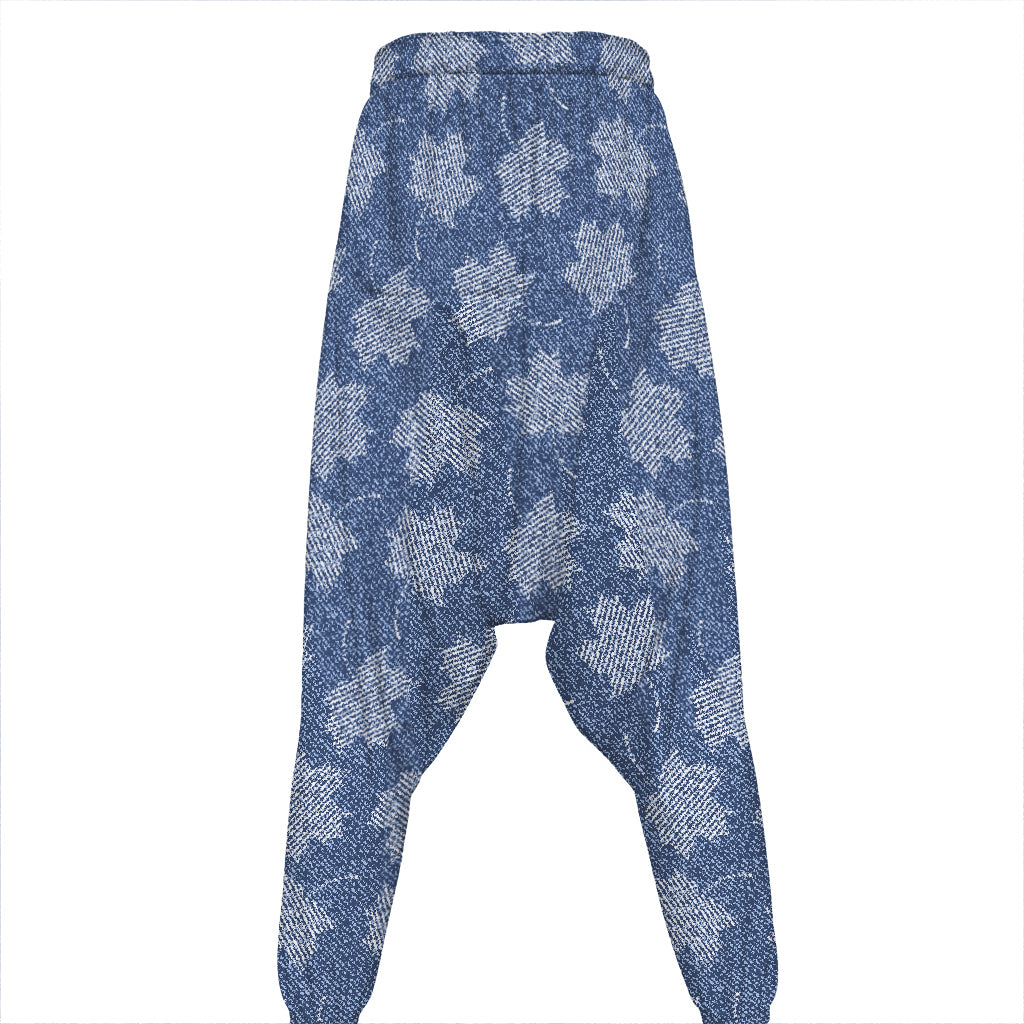 Maple Leaf Denim Jeans Pattern Print Hammer Pants