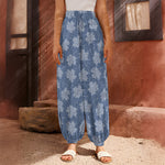 Maple Leaf Denim Jeans Pattern Print Harem Pants