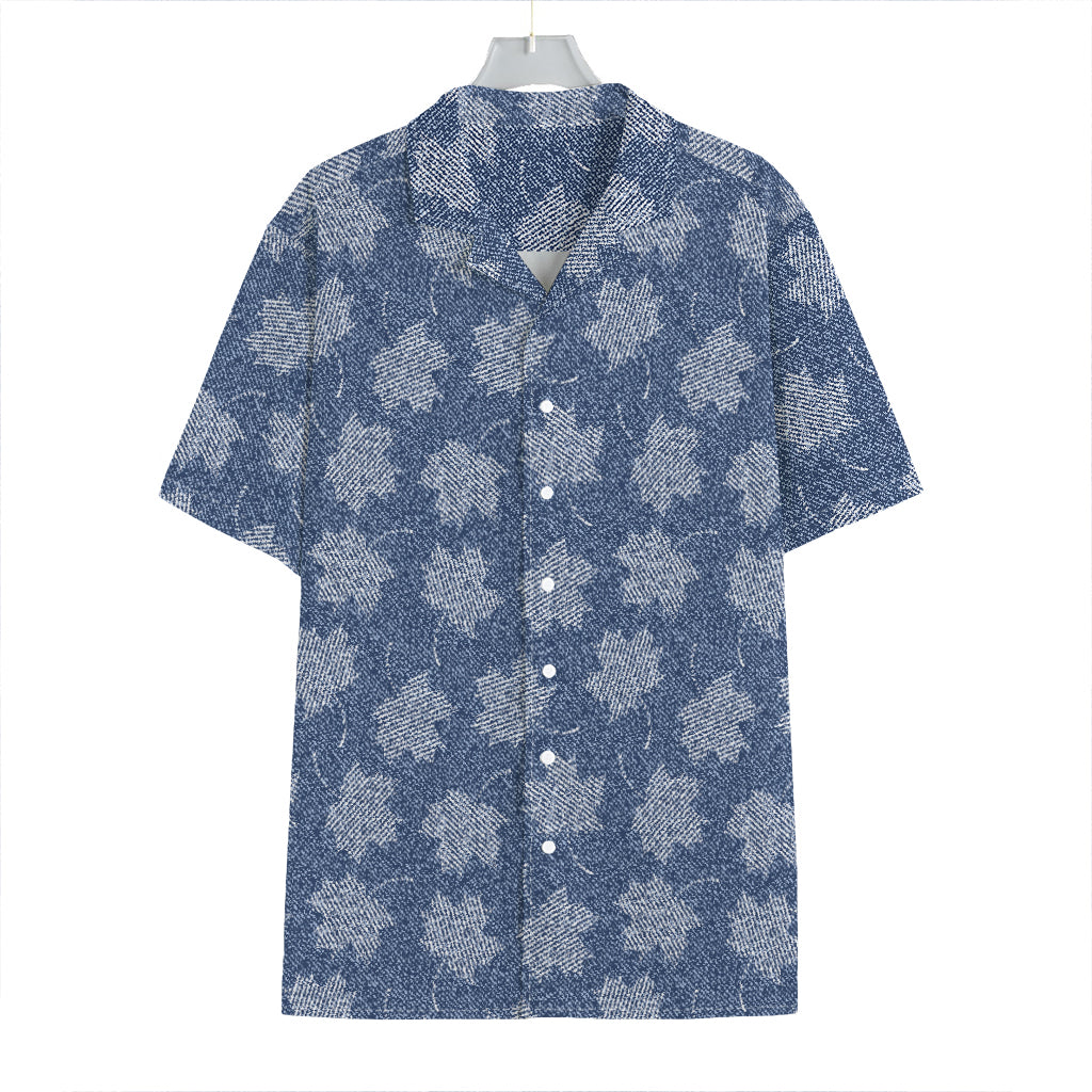 Maple Leaf Denim Jeans Pattern Print Hawaiian Shirt