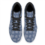 Maple Leaf Denim Jeans Pattern Print High Top Leather Sneakers
