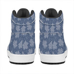 Maple Leaf Denim Jeans Pattern Print High Top Leather Sneakers
