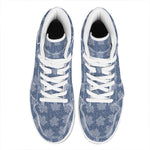 Maple Leaf Denim Jeans Pattern Print High Top Leather Sneakers