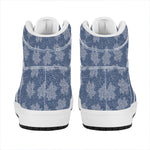 Maple Leaf Denim Jeans Pattern Print High Top Leather Sneakers