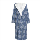 Maple Leaf Denim Jeans Pattern Print Hooded Bathrobe