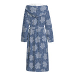 Maple Leaf Denim Jeans Pattern Print Hooded Bathrobe