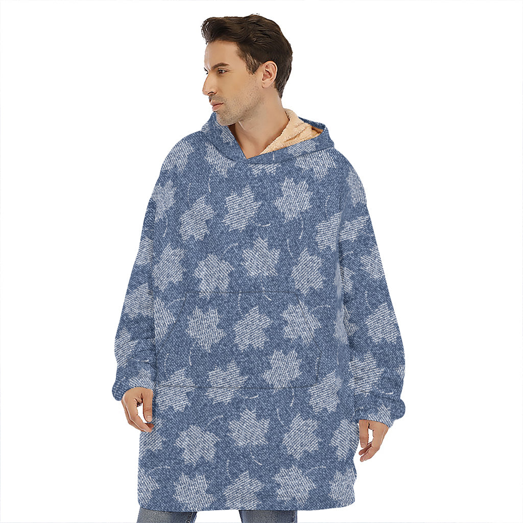 Maple Leaf Denim Jeans Pattern Print Hoodie Blanket