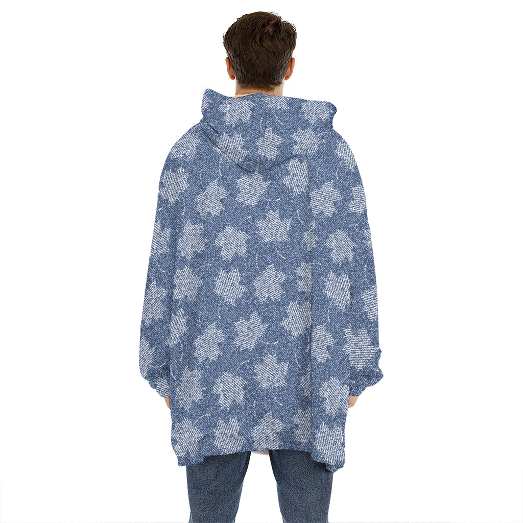 Maple Leaf Denim Jeans Pattern Print Hoodie Blanket