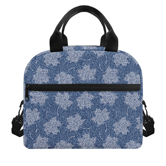 Maple Leaf Denim Jeans Pattern Print Insulated Lunch Bag