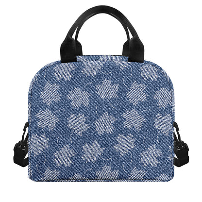 Maple Leaf Denim Jeans Pattern Print Insulated Lunch Bag