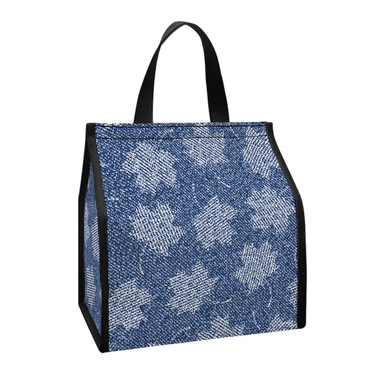 Maple Leaf Denim Jeans Pattern Print Insulated Lunch Tote