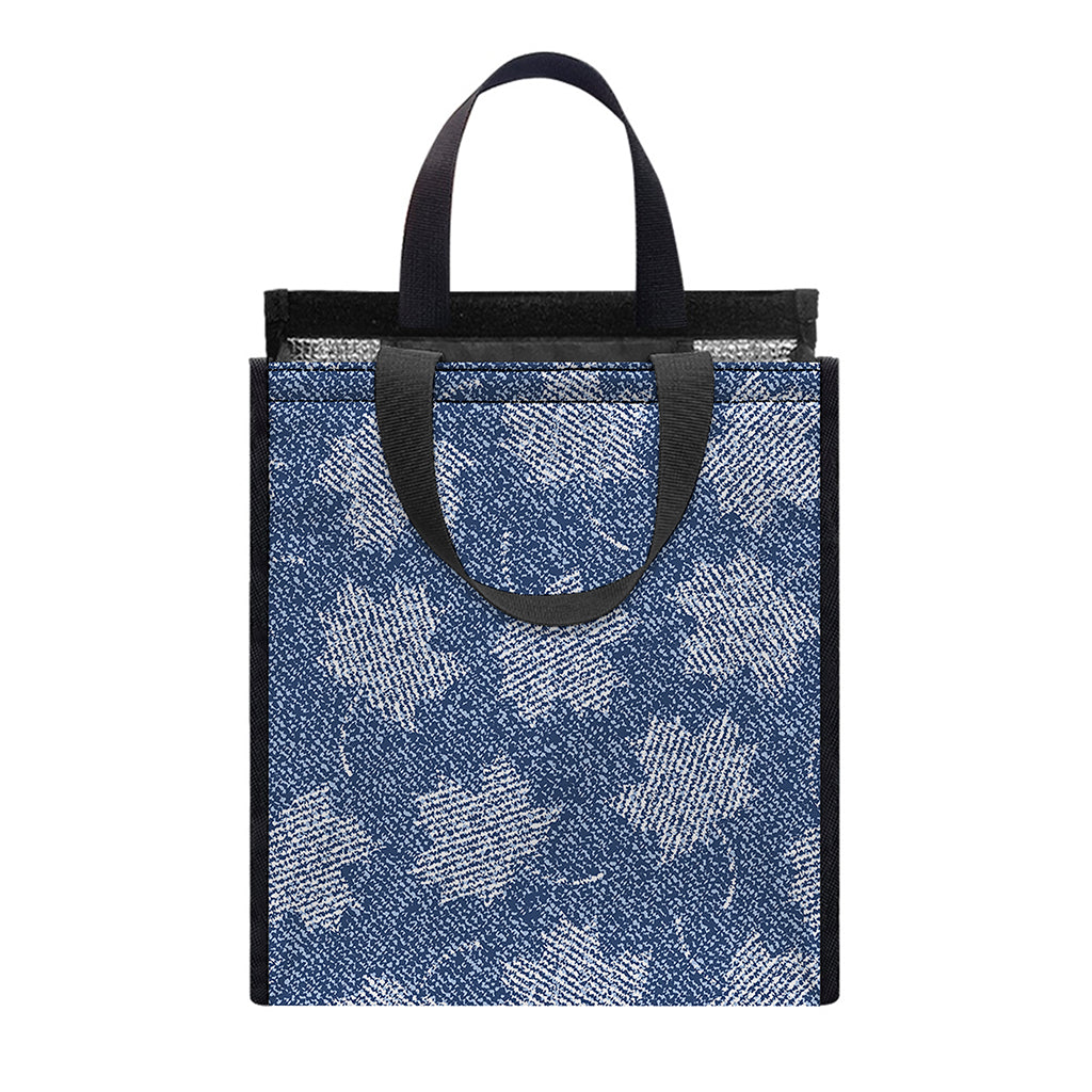 Maple Leaf Denim Jeans Pattern Print Insulated Lunch Tote