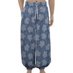 Maple Leaf Denim Jeans Pattern Print Lantern Pants
