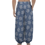 Maple Leaf Denim Jeans Pattern Print Lantern Pants