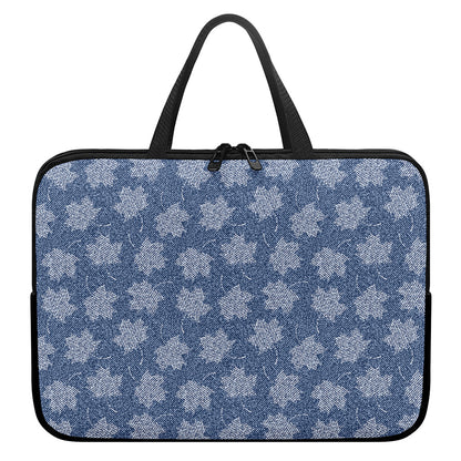 Maple Leaf Denim Jeans Pattern Print Laptop Sleeve With Handle