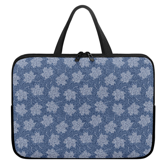 Maple Leaf Denim Jeans Pattern Print Laptop Sleeve With Handle