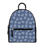 Maple Leaf Denim Jeans Pattern Print Leather Backpack