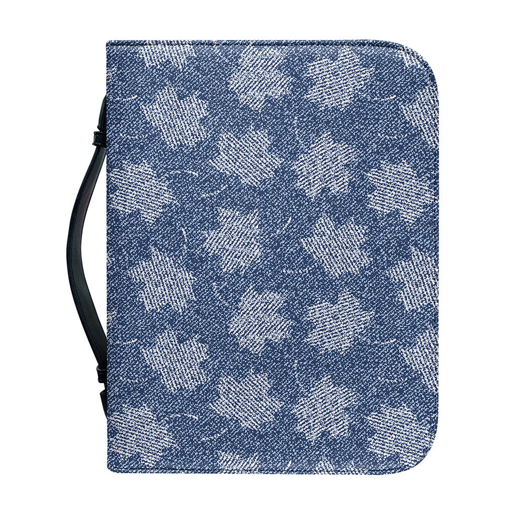 Maple Leaf Denim Jeans Pattern Print Leather Bible Cover