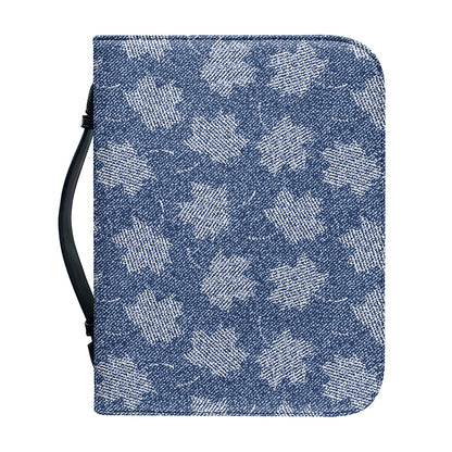 Maple Leaf Denim Jeans Pattern Print Leather Bible Cover