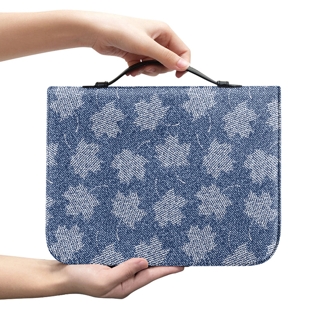 Maple Leaf Denim Jeans Pattern Print Leather Bible Cover