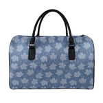Maple Leaf Denim Jeans Pattern Print Leather Duffle Bag