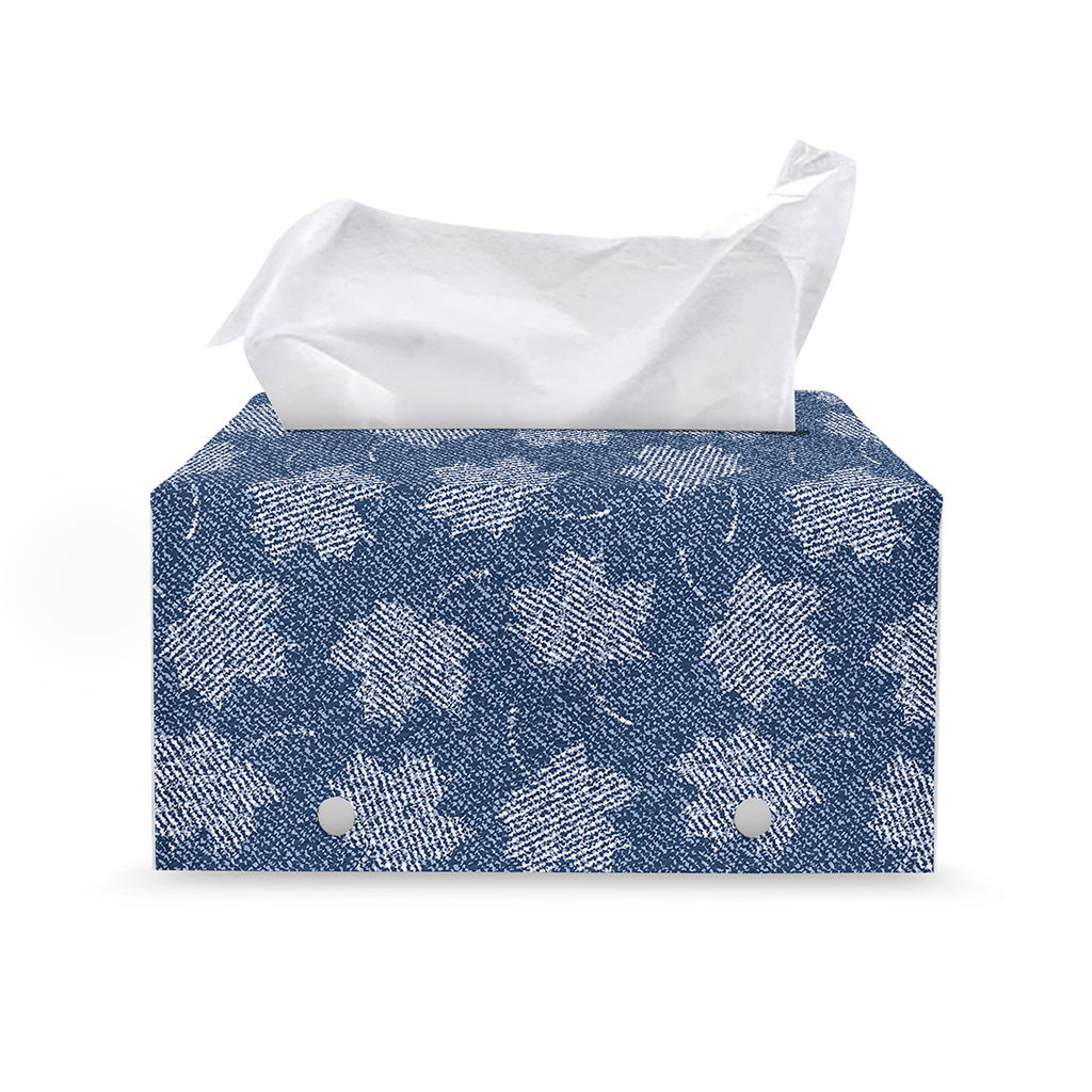 Maple Leaf Denim Jeans Pattern Print Leather Tissue Box Cover